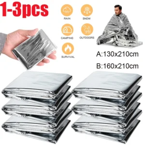 1-3pcs Thermal Blanket Survival Kit Lifesave First-aid Kit Camp Shelter Camping Equipment Warm Heat Bushcraft Travel Accessories