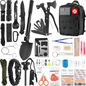 Survival Kit and First Aid Kit, 142Pcs Professional Survival Gear and Equipment with Molle Pouch,Likes Camping Outdoor