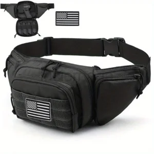 1000D Nylon Waist Pack with US Flag Outdoor Hiking Waterproof Molle Phone Pouch Camouflage Climbing Camping Belt Bag